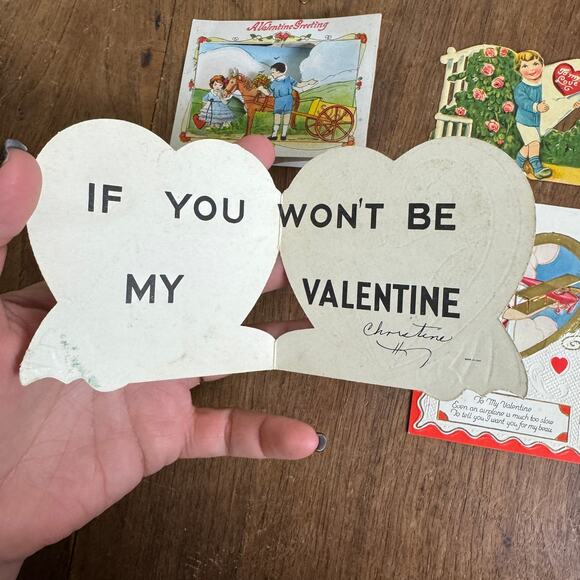 Bundle Lot SIX VINTAGE 1920-1950s Valentine Cards and Post Cards Made in USA - Picture 3 of 6